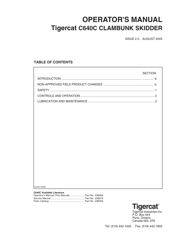 Tigercat C640C Skidder Repair Service Manual (6401601 – 6401999)