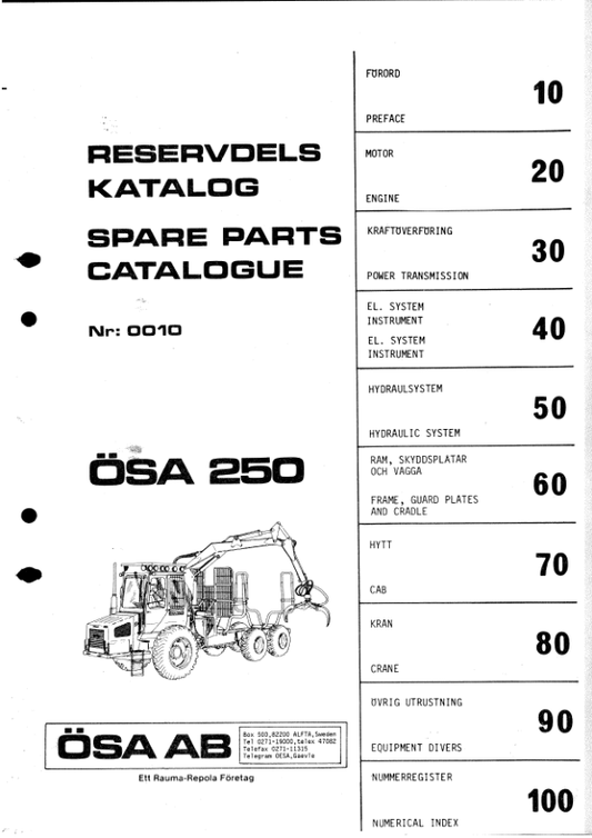 John Deere 250 OSA Forwarders Parts Catalog Manual Workshop Guide