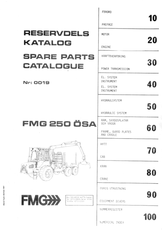 John Deere 250 FMG OSA Forwarders Parts Catalog Manual Workshop Guide