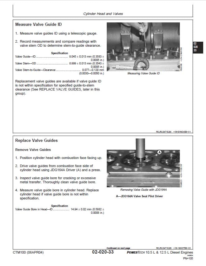 John Deere PowerTech 10.5L, 12.5L Base Engine Service Repair Manual (CTM100) Workshop Guide