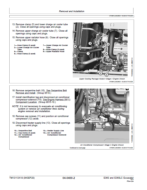 John Deere E360, E360LC Excavator Repair Technical Manual (S.N after C600002 & D600069- ) Workshop Guide