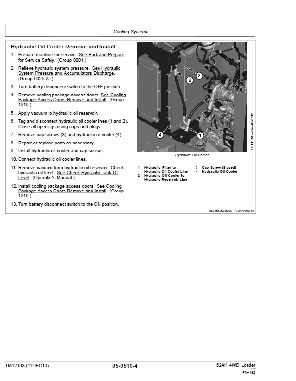 John Deere 624K 4WD Loader Technical Manual (SN. E642635 – E658064) Workshop Guide