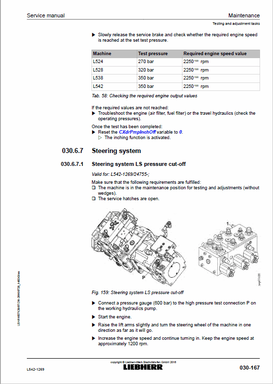 Liebherr L542 Type 1269 Wheel Loader Service Manual
