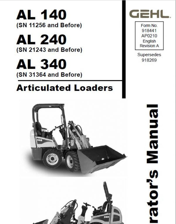 Gehl AL 240 Articulated Loader Repair Service Manual