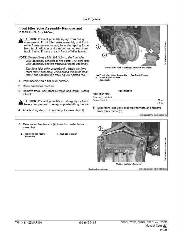 John Deere 329D, 333D SkidSteer Loader Technical Manual (Manual Controls) Workshop Guide