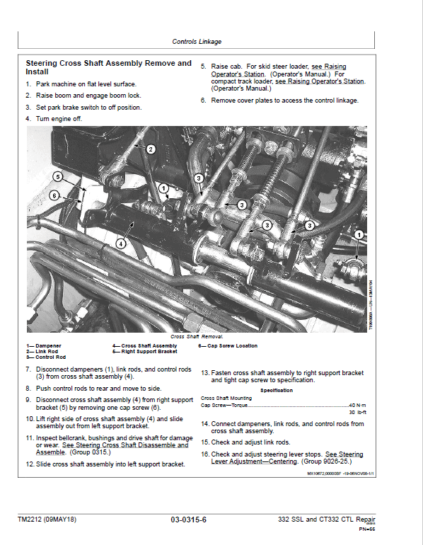 John Deere 332, CT332 SkidSteer Loader Repair Technical Manual Workshop Guide