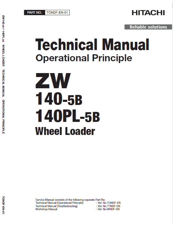 Hitachi ZW140-5B, ZW140PL-5B Wheel Loader Service Repair Manual Workshop Guide