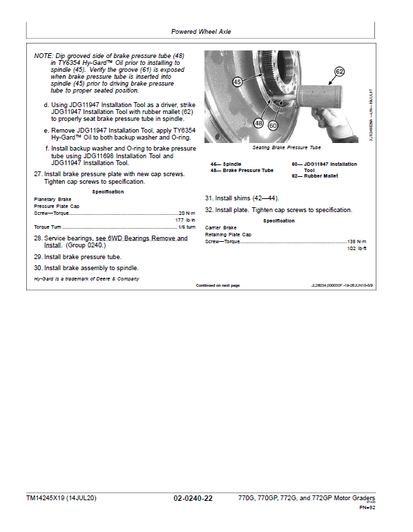 John Deere 770G, 770GP, 772G, 772GP Grader Technical Manual (S.N F680878 & L700954 – ) Workshop Guide