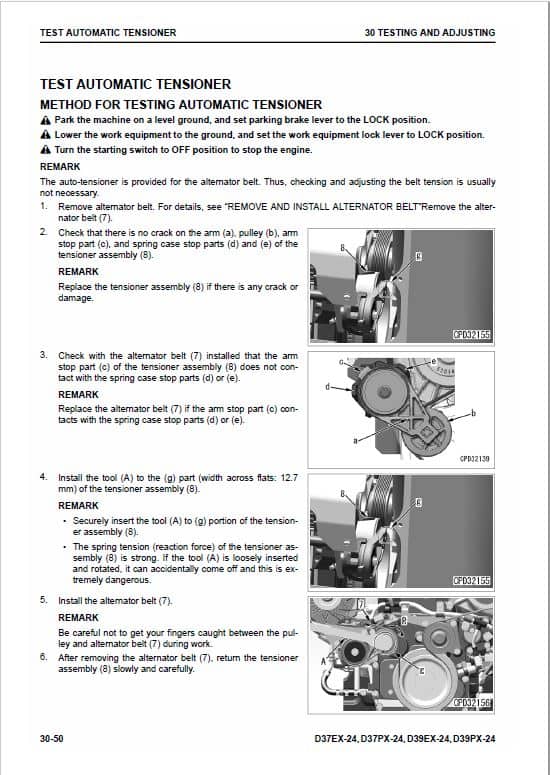 Komatsu D37EX-24, D37PX-24, D39EX-24, D39PX-24 Dozer Service Manual Workshop Guide