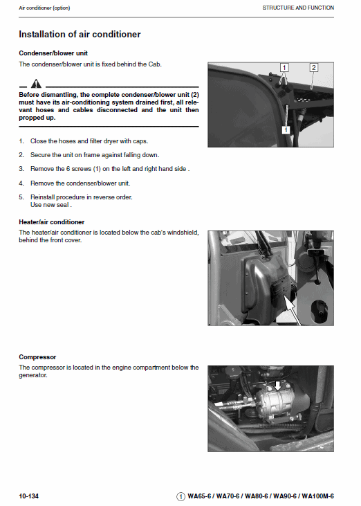 Komatsu WA65-6, WA70-6, WA80-6, WA90-6, WA100M-6 Loader Service Manual Workshop Guide