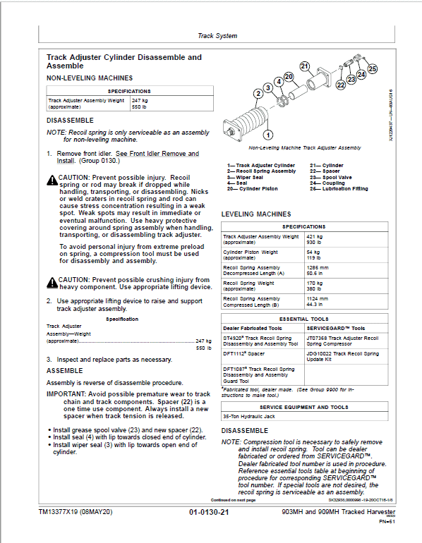 John Deere 909MH Harvester Repair Manual (S.N C271505 – C317981 & D271505 – D317981) Workshop Guide
