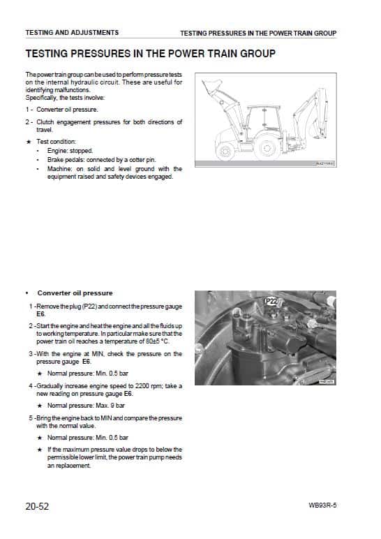 Komatsu WB93R-5 Backhoe Loader Repair Service Manual Workshop Guide