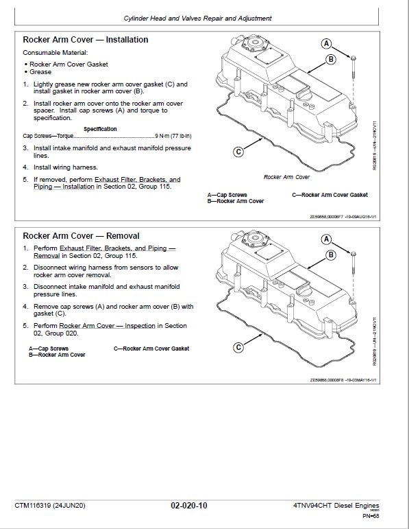 John Deere 4TNV94CHT Diesel Engine Component Technical Manual (CTM116319) Workshop Guide