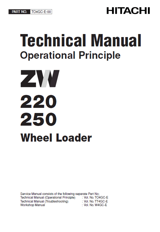 Hitachi ZW220, ZW250 Wheel Loader Service Repair Manual Workshop Guide