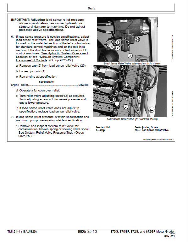 John Deere 870G, 870GP, 872G, 872GP Grader Manual (S.N 634754 -656507 & Engines W01 & W04) Workshop Guide