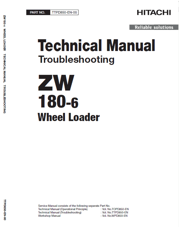 Hitachi ZW180-6 Wheel Loader Service Repair Manual Workshop Guide