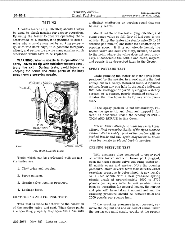 John Deere JD 700 Tractor Repair Technical Manual SM2067 Workshop Guide