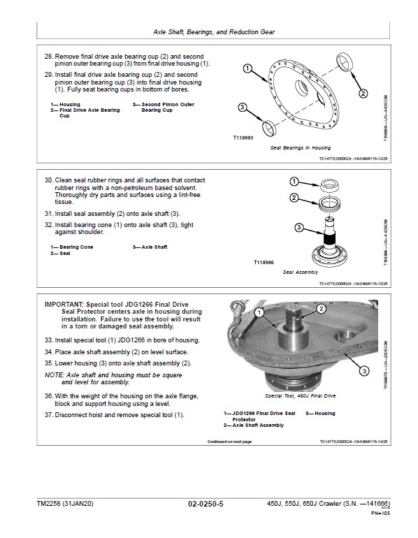 John Deere 450J, 550J, 650J Crawler Dozer Technical Manual (SN. before 141666) Workshop Guide