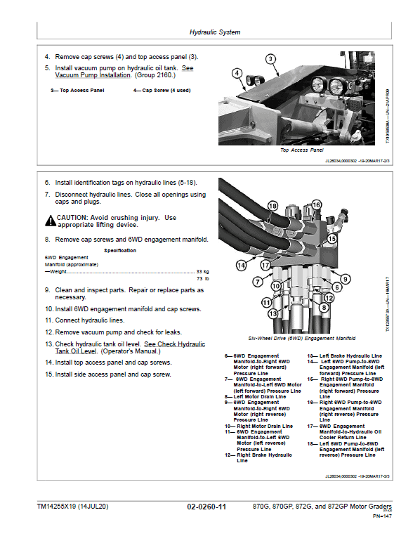 John Deere 870G, 870GP, 872G, 872GP Grader Technical Manual (S.N 680878 & C003007 – ) Workshop Guide