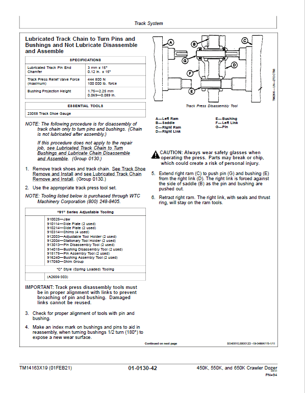John Deere 450K, 550K, 650K Crawler Dozer Technical Manual (SN. from F304771) Workshop Guide