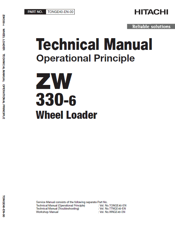 Hitachi ZW330, ZW330-6 Wheel Loader Service Repair Manual Workshop Guide