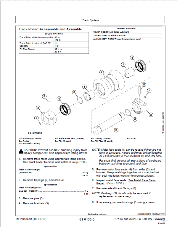 John Deere 3754G, 3754GLC Swing Excavator Repair Technical Manual (S.N after D371001 – ) Workshop Guide