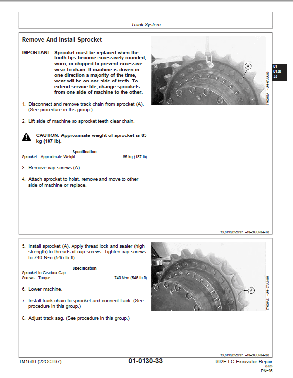 John Deere 992E LC Excavator Repair Technical Manual Workshop Guide