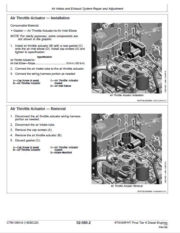 John Deere 4TNV94FHT Diesel Engine Tier 4 Component Technical Manual (CTM136419) Workshop Guide