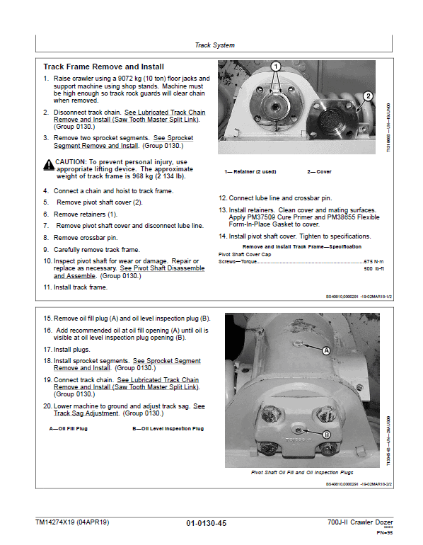 John Deere 700J-II Crawler Dozer Technical Manual (SN. from D000001 – D306725) Workshop Guide