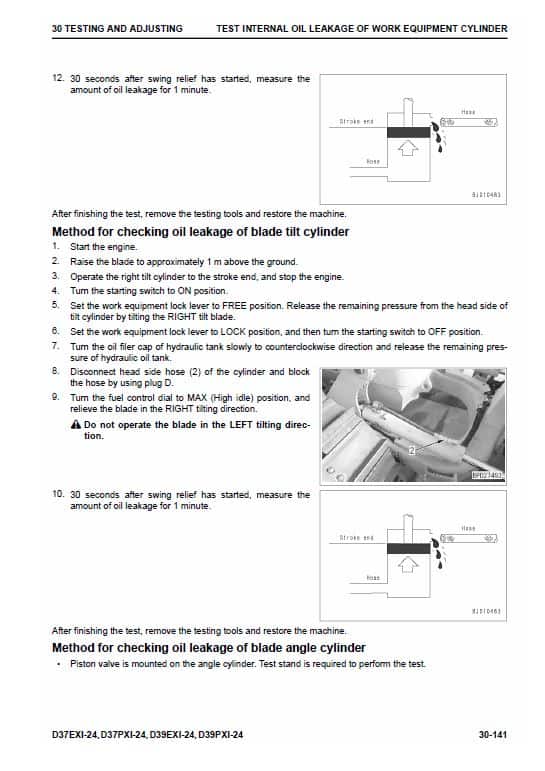 Komatsu D37EXi-24, D37PXi-24, D39EXi-24, D39PXi-24 Dozer Service Manual Workshop Guide