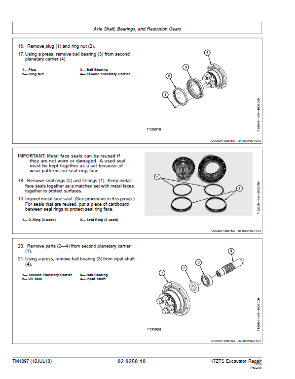 John Deere 17ZTS Excavator Repair Technical Manual Workshop Guide