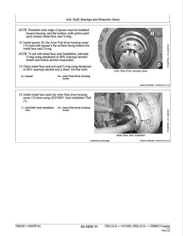 John Deere 750J, 850J Crawler Dozer Technical Manual (S.N. before 130885) Workshop Guide