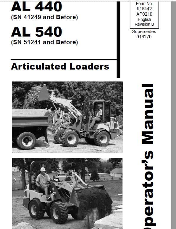 Gehl AL 540 Articulated Loader Repair Service Manual