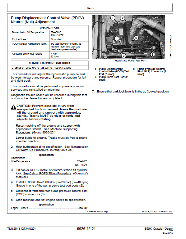 John Deere 850K Crawler Dozer Technical Manual (SN. from E178122 – E271265) Workshop Guide