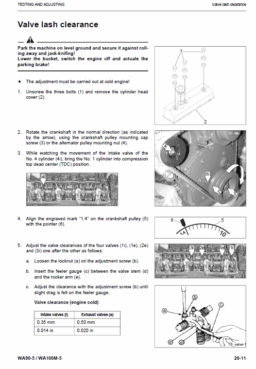 Komatsu WA90-5, WA100M-5 Wheel Loader Service Manual Workshop Guide