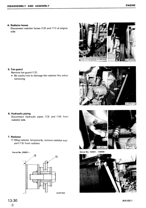 Komatsu WA100-1 Wheel Loader Service Manual Workshop Guide