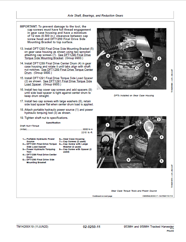 John Deere 953MH, 959MH Tracked Harvester Repair Manual (S.N C317982 – & D317982 – ) Workshop Guide