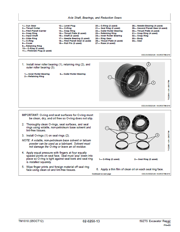 John Deere 50ZTS Excavator Repair Technical Manual Workshop Guide
