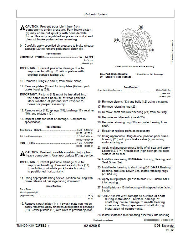 John Deere 135G Excavator Repair Technical Manual (SN. F500001-) Workshop Guide