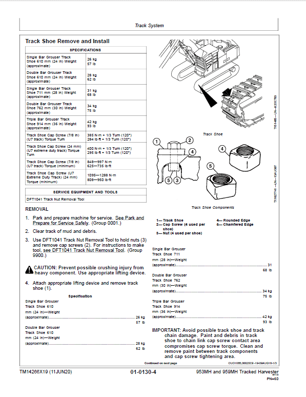 John Deere 953MH, 959MH Tracked Harvester Repair Manual (S.N F317982 – & L317982 – ) Workshop Guide