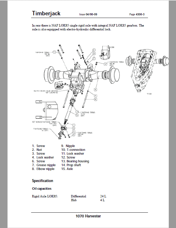 John Deere Timberjack 1070 Harvester Repair Technical Manual (S.N after 01AD0003 –) Workshop Guide