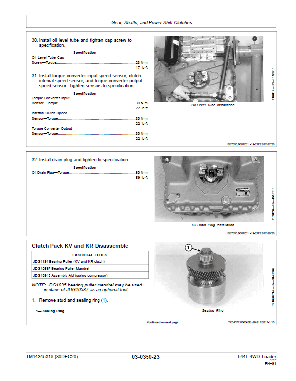 John Deere 544L 4WD Loader Repair Technical Manual (S.N after F693054 – ) Workshop Guide