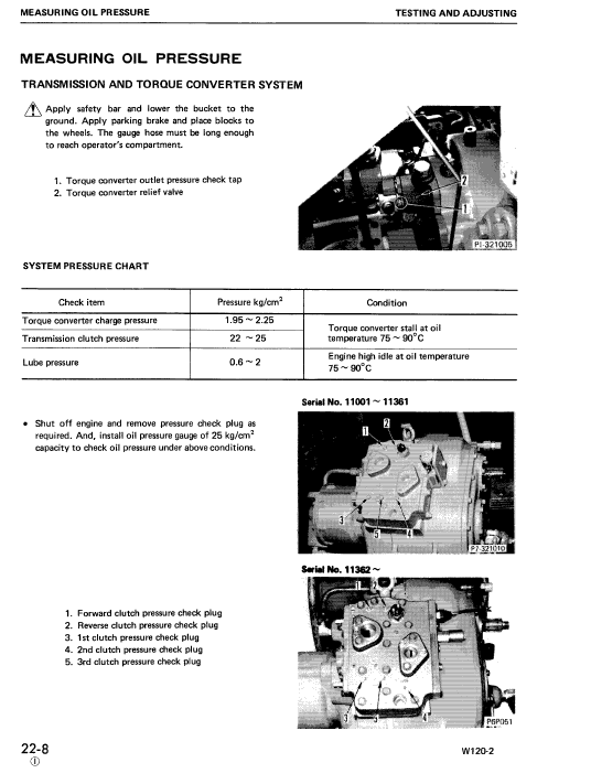Komatsu W120-2 Wheel Loader Service Manual Workshop Guide
