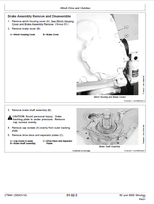 John Deere 60, 6000 Winches Component Technical Manual (CTM41) Workshop Guide