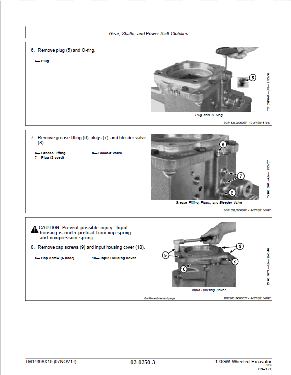 John Deere 190GW Wheeled Excavator Repair Technical Manual (S.N after F052002 -) Workshop Guide