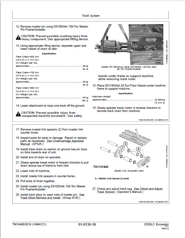 John Deere E300LC Excavator Repair Manual (S.N after C000001 – & D000001 – ) Workshop Guide