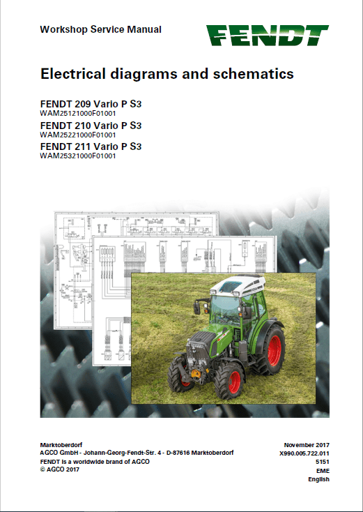 Fendt 207, 208, 209, 210, 211 Vario VFP S3 Tractors Workshop Repair Manual Workshop Guide