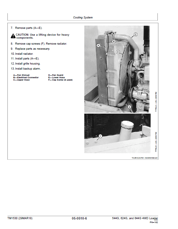 John Deere 544G, 544G LL, 544G  TC, 624G, 644G Loader Technical Manual Workshop Guide