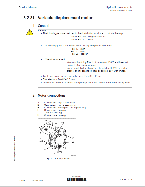Liebherr LR 624, LR 634 Crawler Dozer Repair Service Manual
