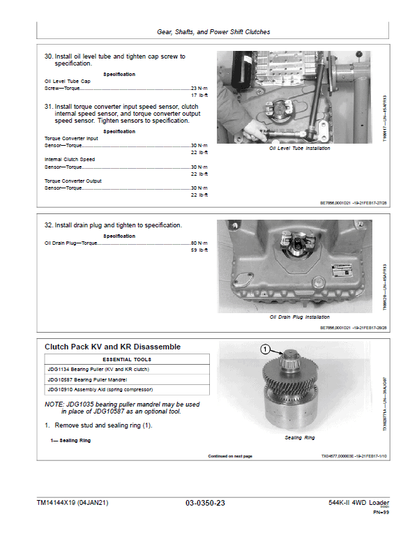 John Deere 544K-II 4WD Loader Technical Manual (SN. from F677549) Workshop Guide